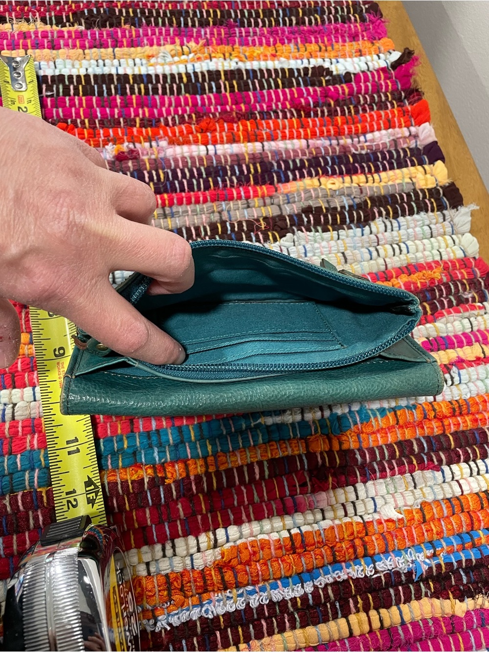 Fossil Teal Floral Embossed Leather Zip Wallet - Picture 5 of 8